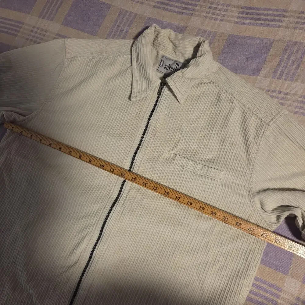 Vintage Levis Silver Tab Corduroy Shirt Ivory 90s Y2k Short Sleeve Zip Up Skater